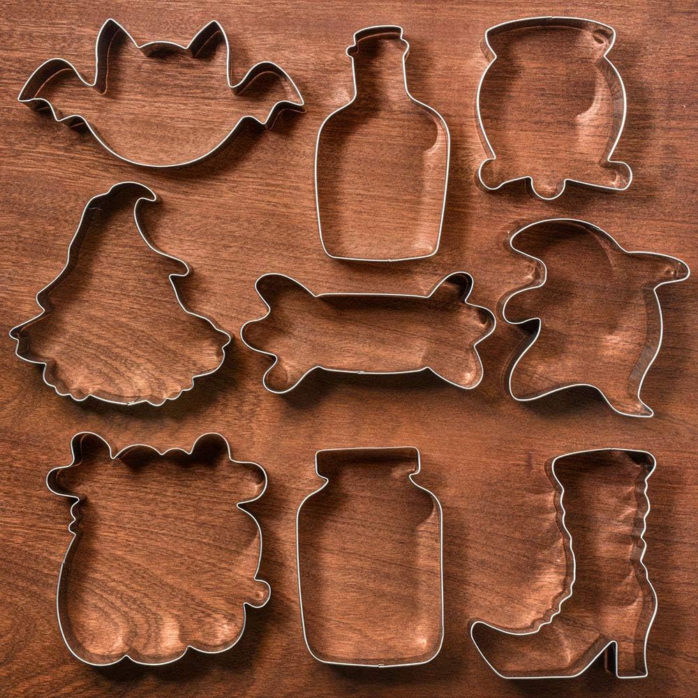 KENIAO 9‑Piece Halloween Cookie Cutter Set – Stainless Steel Spooky Shapes