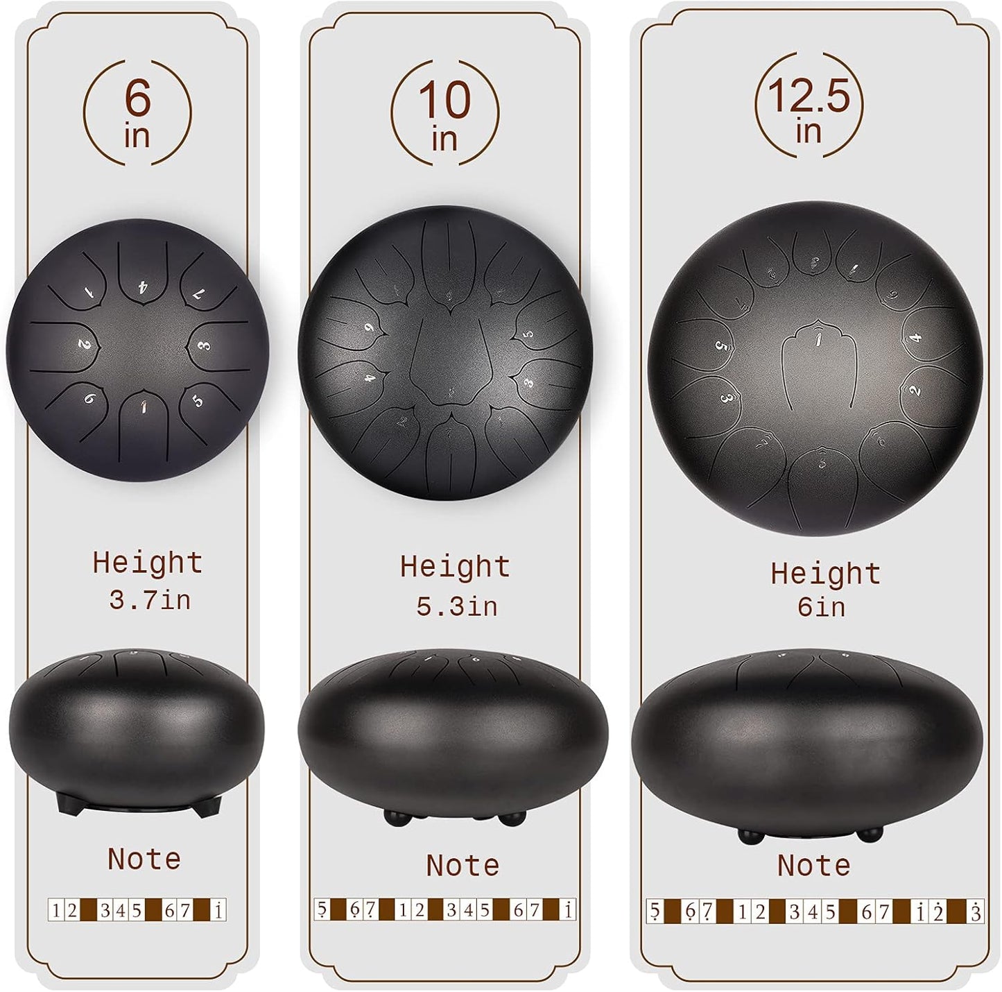 INMAKER 6‑inch 8‑Note C‑Key Steel Tongue Drum • Meditation • Yoga • Music Gift Set