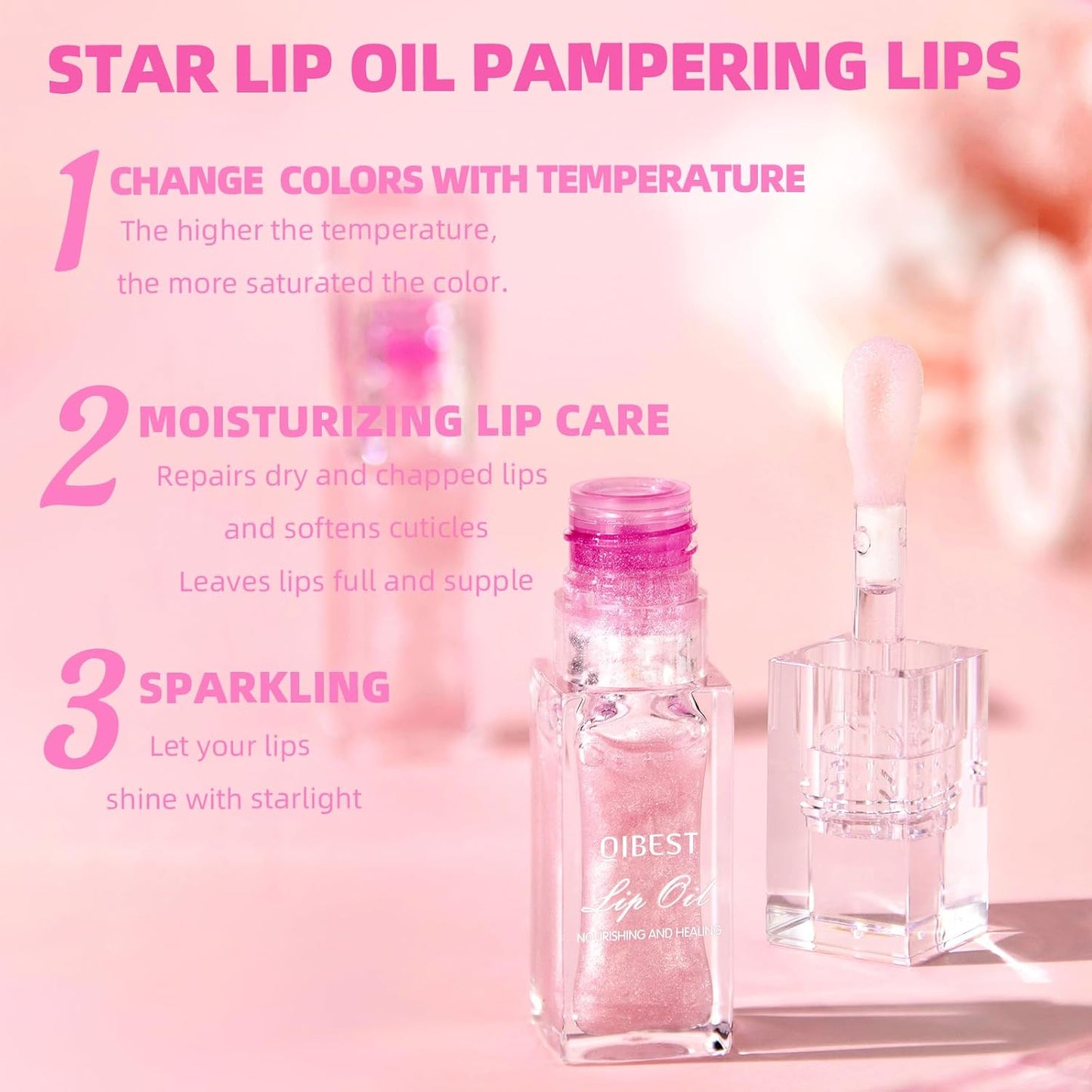 LANGMANNI 2‑Pc Hydrating Lip Glow Oil – Colour Changing, Non‑Sticky, Gloss Shine