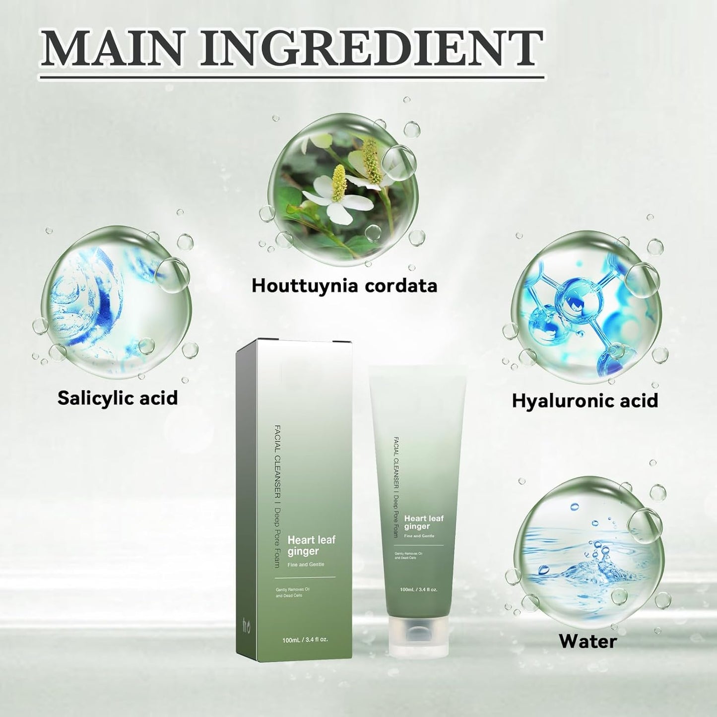 Heartleaf Pore Deep Cleanser – Salicylic & Hyaluronic Acid Foaming Facial Wash