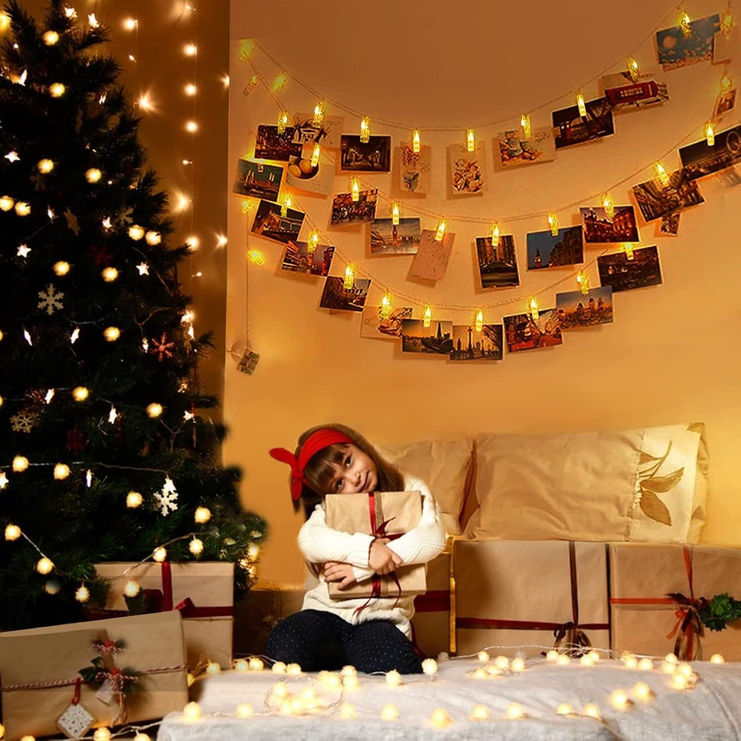 6 m 40 LED Photo Clip String Fairy Lights ‑ Battery Operated Wall & Room Décor