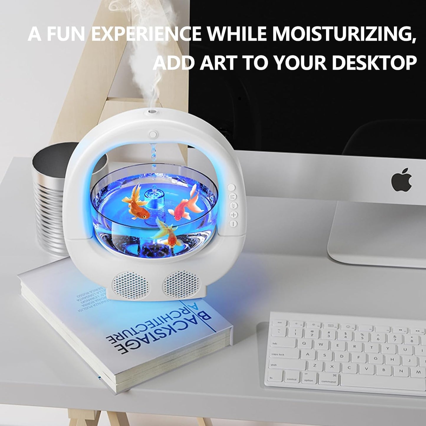 Anti-Gravity Humidifier with Night Light & Fish Tank – 5-in-1 Quiet Bedroom Decor