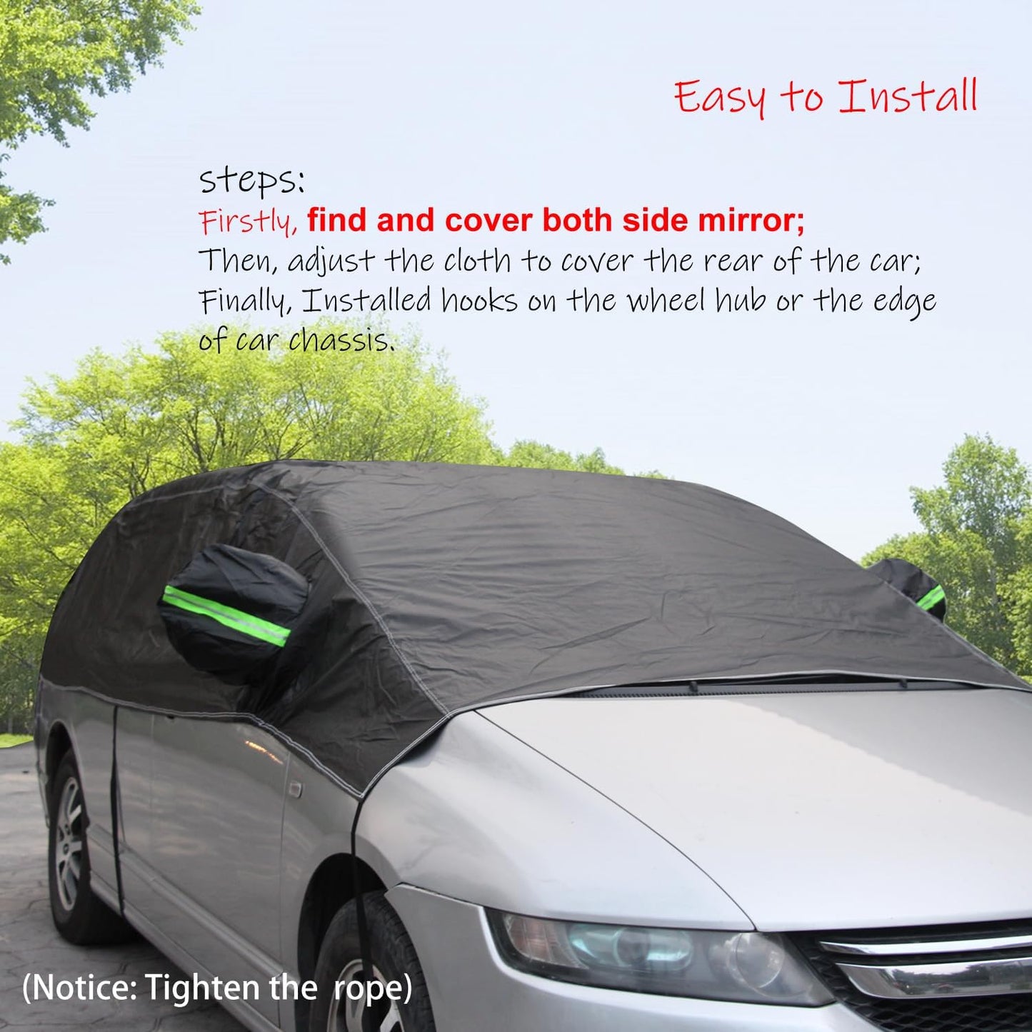 BEXITA Half Car Cover Waterproof for Windscreen & Rear – Snow, Frost & Rain Shield