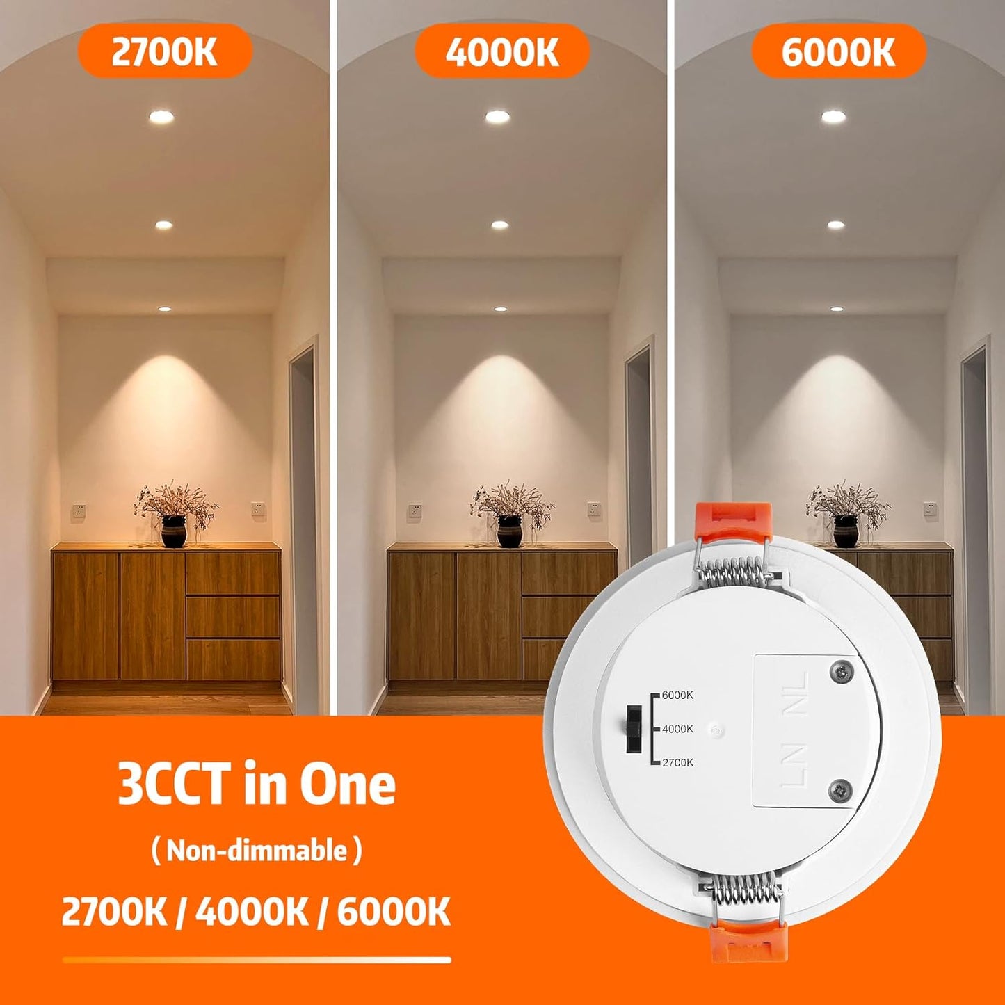 Eslas 5W IP65 3CCT LED Downlights – Waterproof Recessed Ceiling Lights (6 Pack)