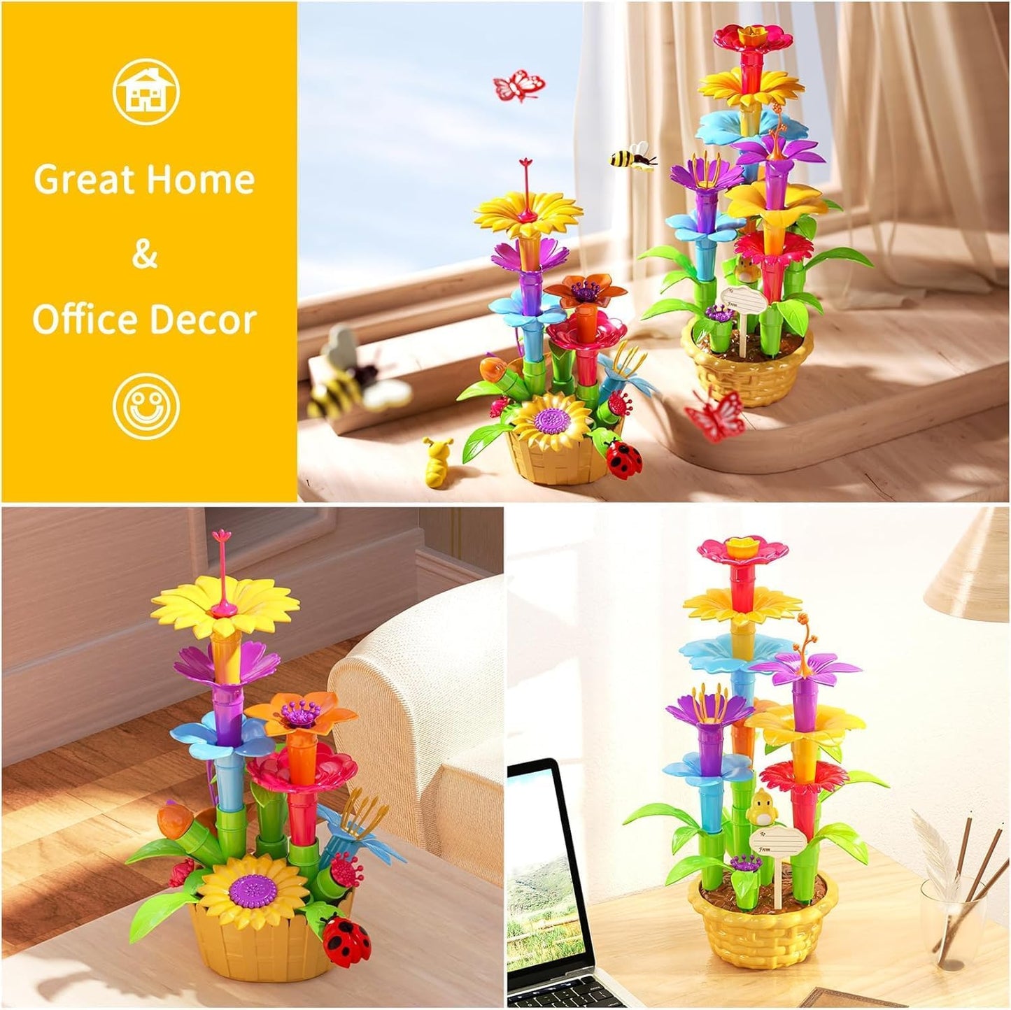 TEMI 138‑Piece Flower Garden Building Toy Set STEM Educational Play for 3‑6 Years