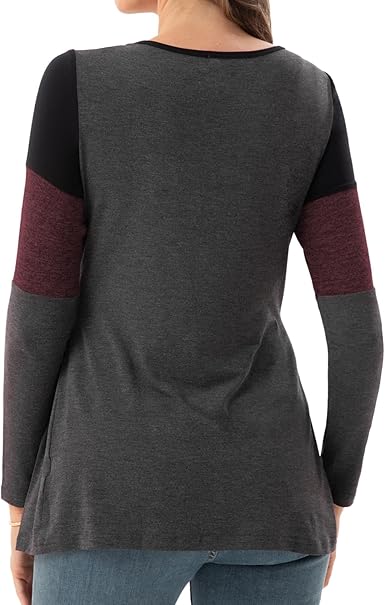 Womens Nursing Top Long Sleeve Scoop Neck Breastfeeding Shirt