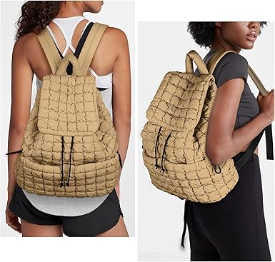 GSenhui Women’s Quilted 18 L Drawstring Backpack – Lightweight Travel Gym Bag