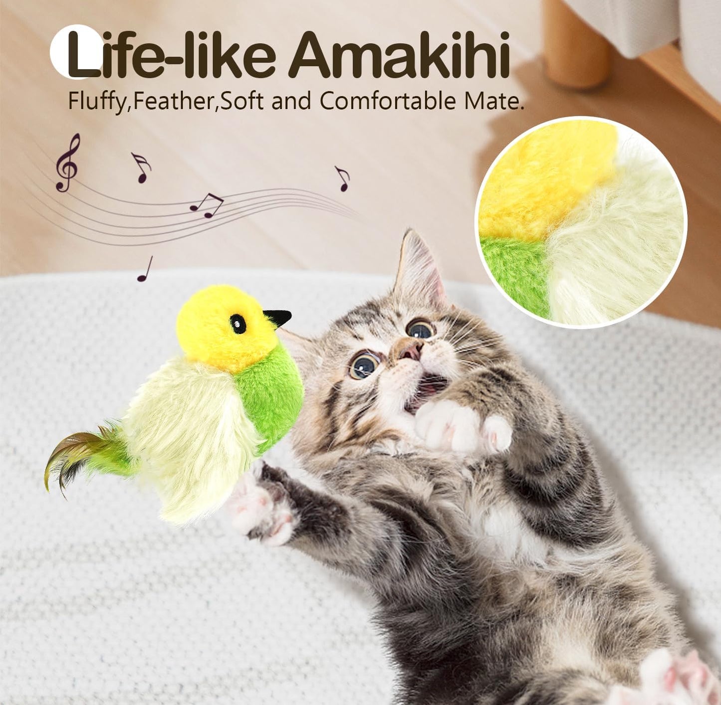Migipaws Rechargeable Flapping Bird Cat Toy w/ Catnip – Interactive Indoor Kitten Fun