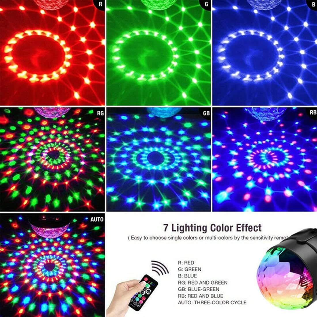 SEBRUANC Mini Disco Ball LED Party Lamp • 360° Rotating, Music‑Activated RGB Light