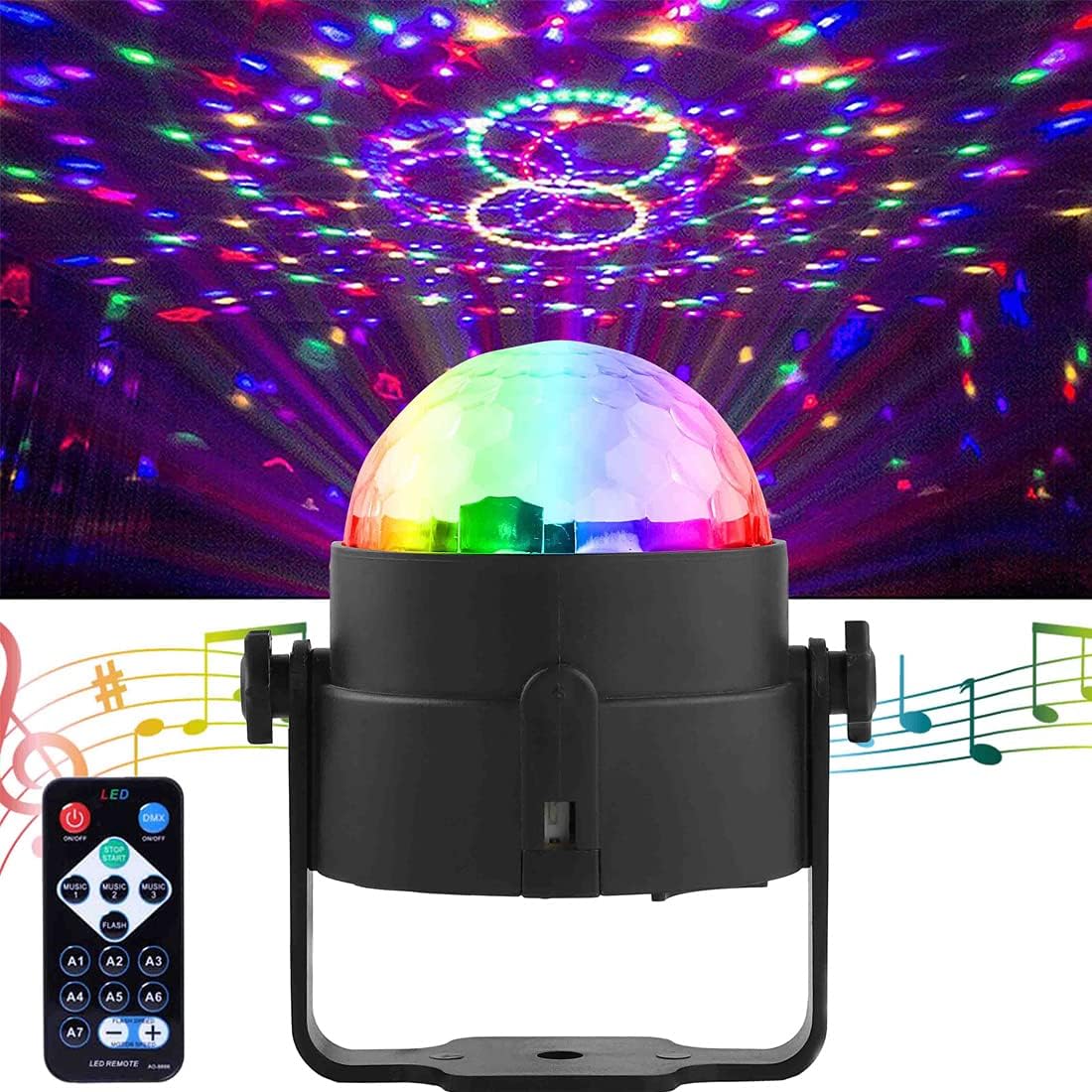 SEBRUANC Mini Disco Ball LED Party Lamp • 360° Rotating, Music‑Activated RGB Light