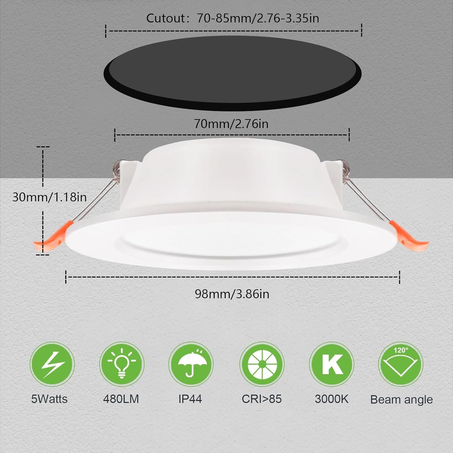 Sweier 5× 3000 K LED Ultra Slim Recessed Downlights 5W 480lm – Pack for Home