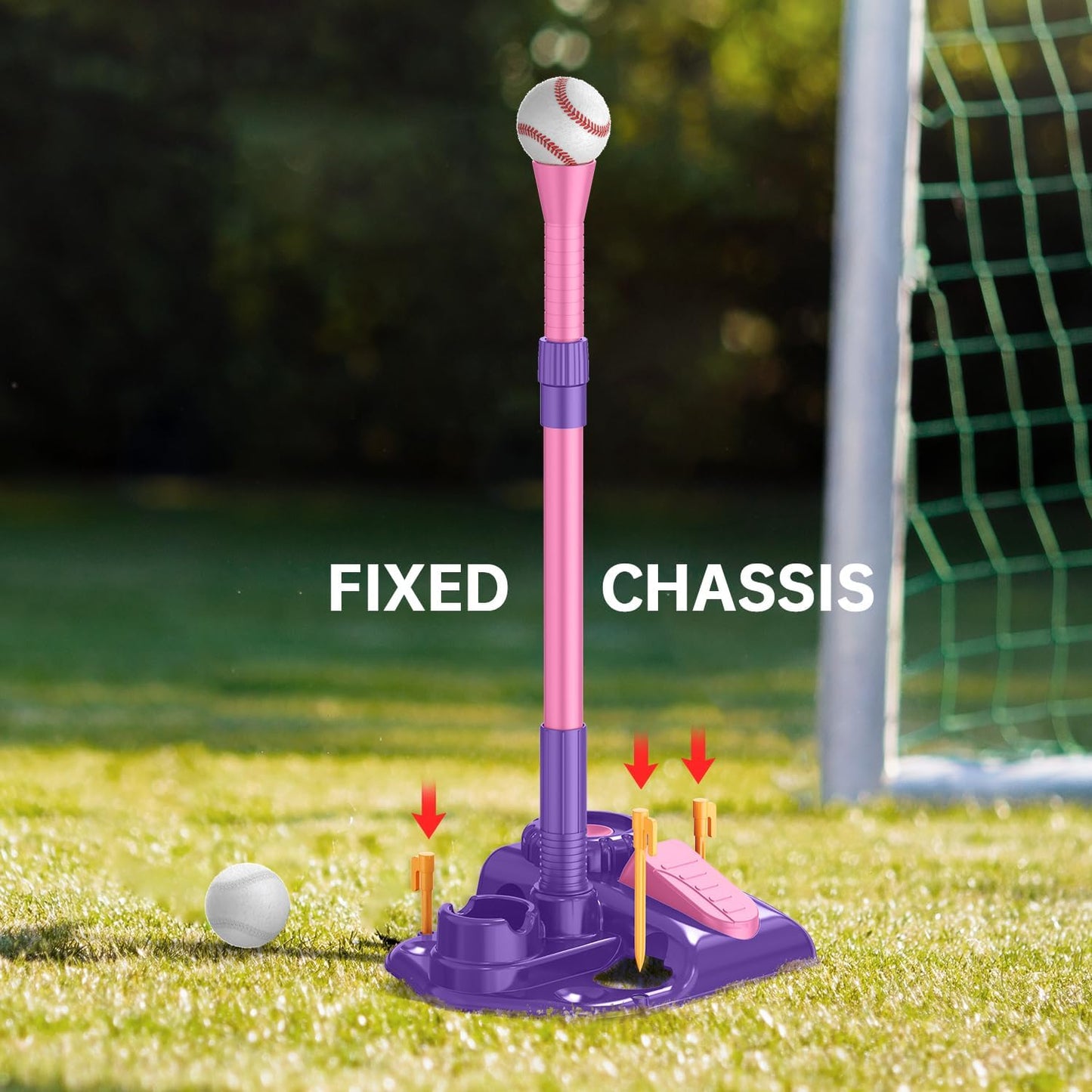 Mytrix Pink 3-in-1 Kids T-Ball Set – Tee, Pitching Machine & Batting Stand
