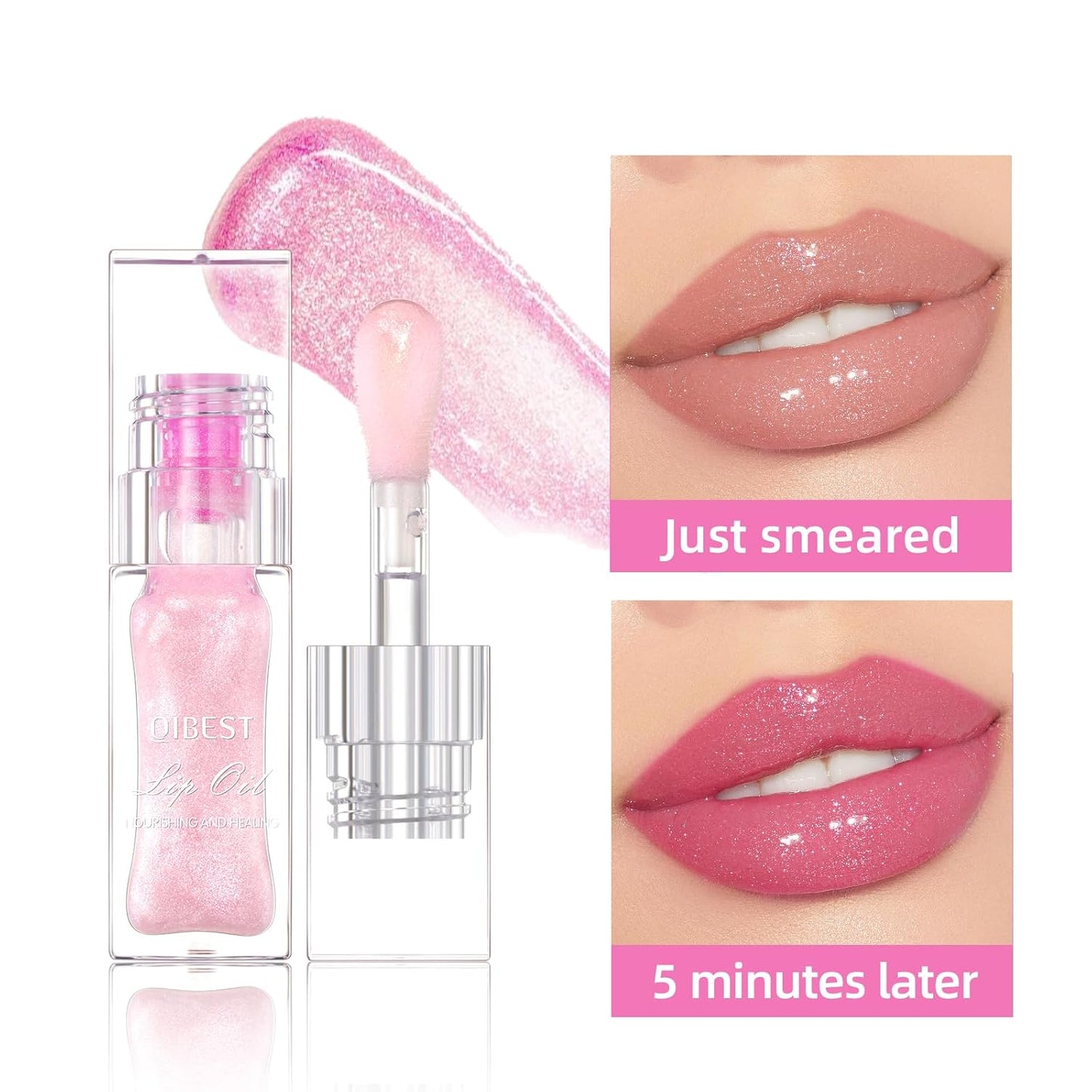 LANGMANNI 2‑Pc Hydrating Lip Glow Oil – Colour Changing, Non‑Sticky, Gloss Shine