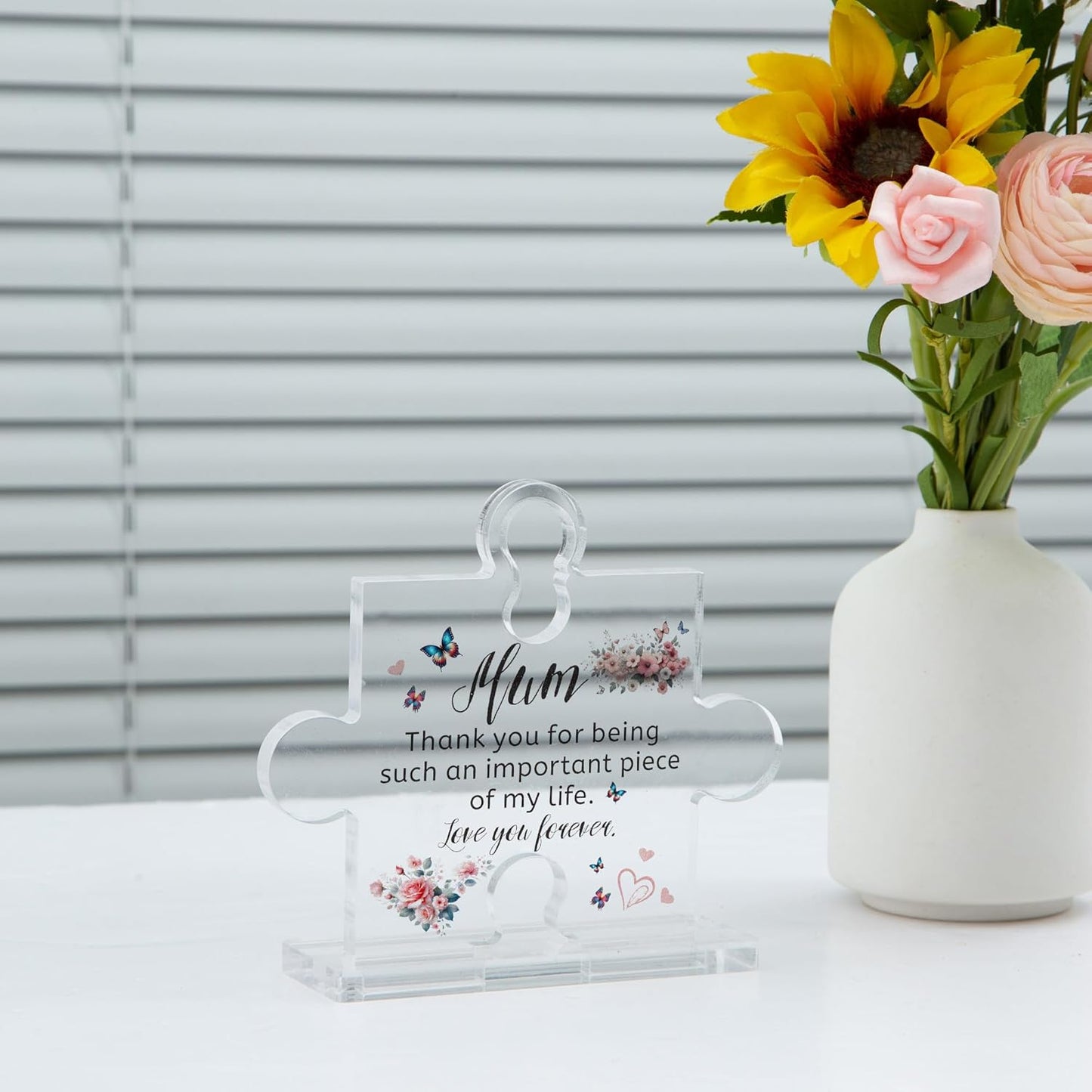 Forever Piece of My Life Acrylic Mum Plaque – Heartfelt Puzzle‑Style Gift