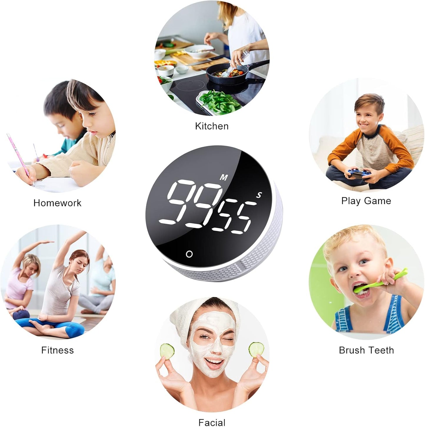 AVINIA LED Visual Kitchen Timer – Large Display, Magnetic, Loud Alarm