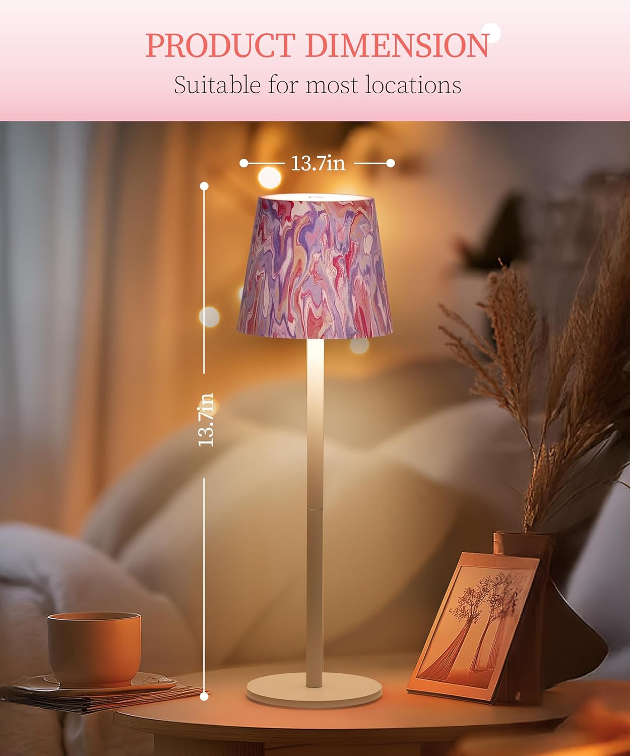 Faithorse 5200 mAh Cordless Table Lamp – IP54 Waterproof, 3-Colour Modes, Pink/White