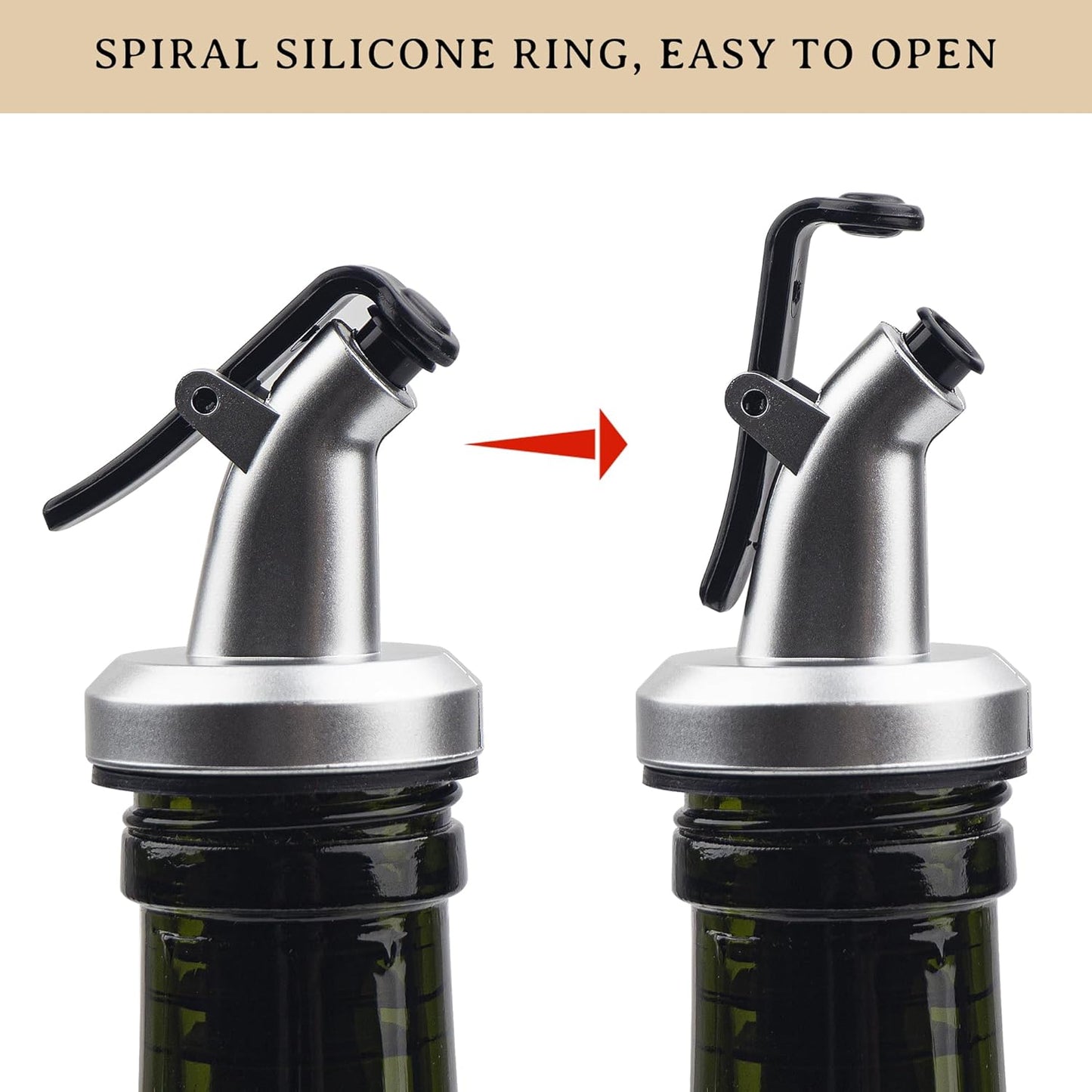 Ezebesta 470ml Lead-free Extra Virgin Olive Oil Glass Dispensers with Nozzles and Customized Elegant Labels