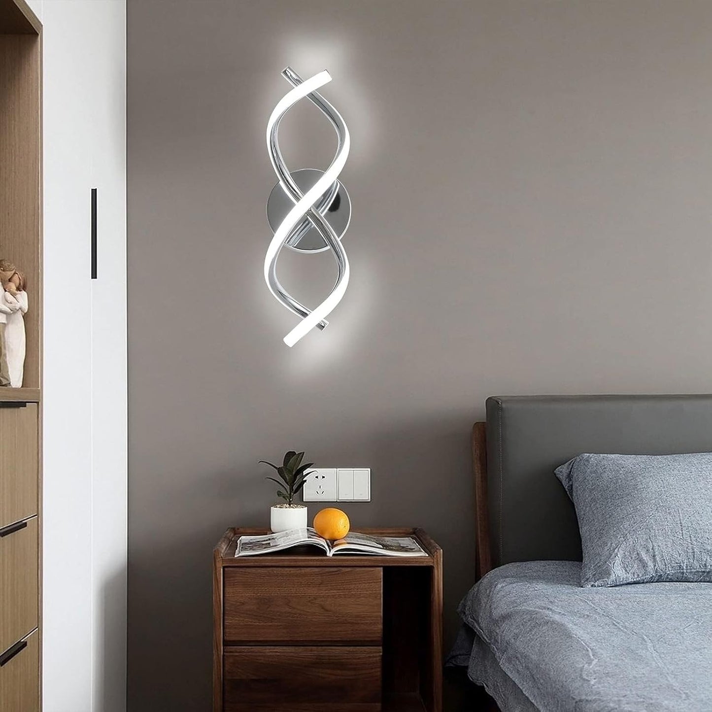 EIDISUNY 24W LED Spiral Wall Lamp – Modern Cool White Designer Wall Light