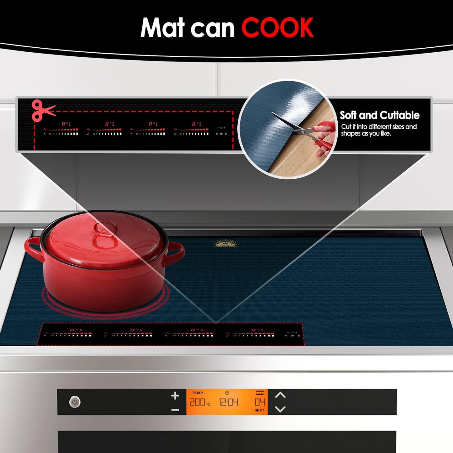 Large Navy Silicone Induction Hob Protector Mat Magnetic 61x53cm Cover