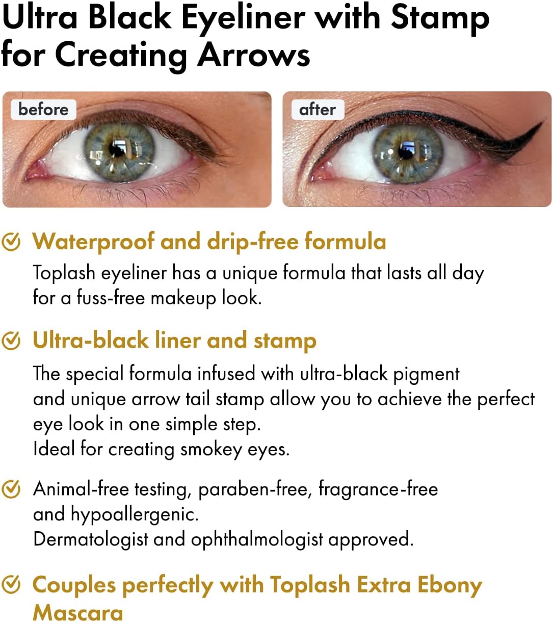 Toplash 2‑in‑1 Waterproof Liquid Eyeliner with Wing Stamp
