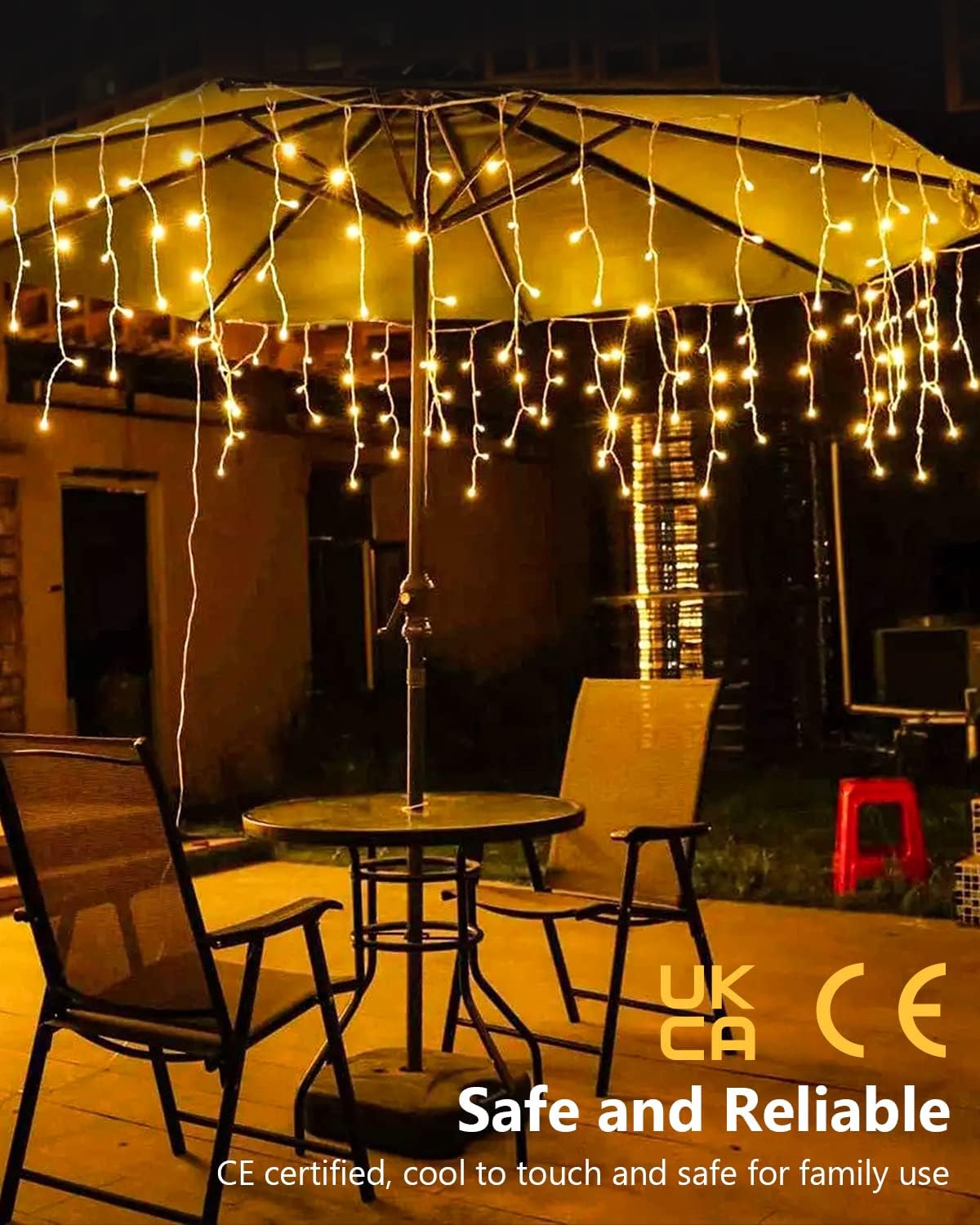 LEDYA 500 LED 18m Warm White Outdoor Icicle Lights – Waterproof