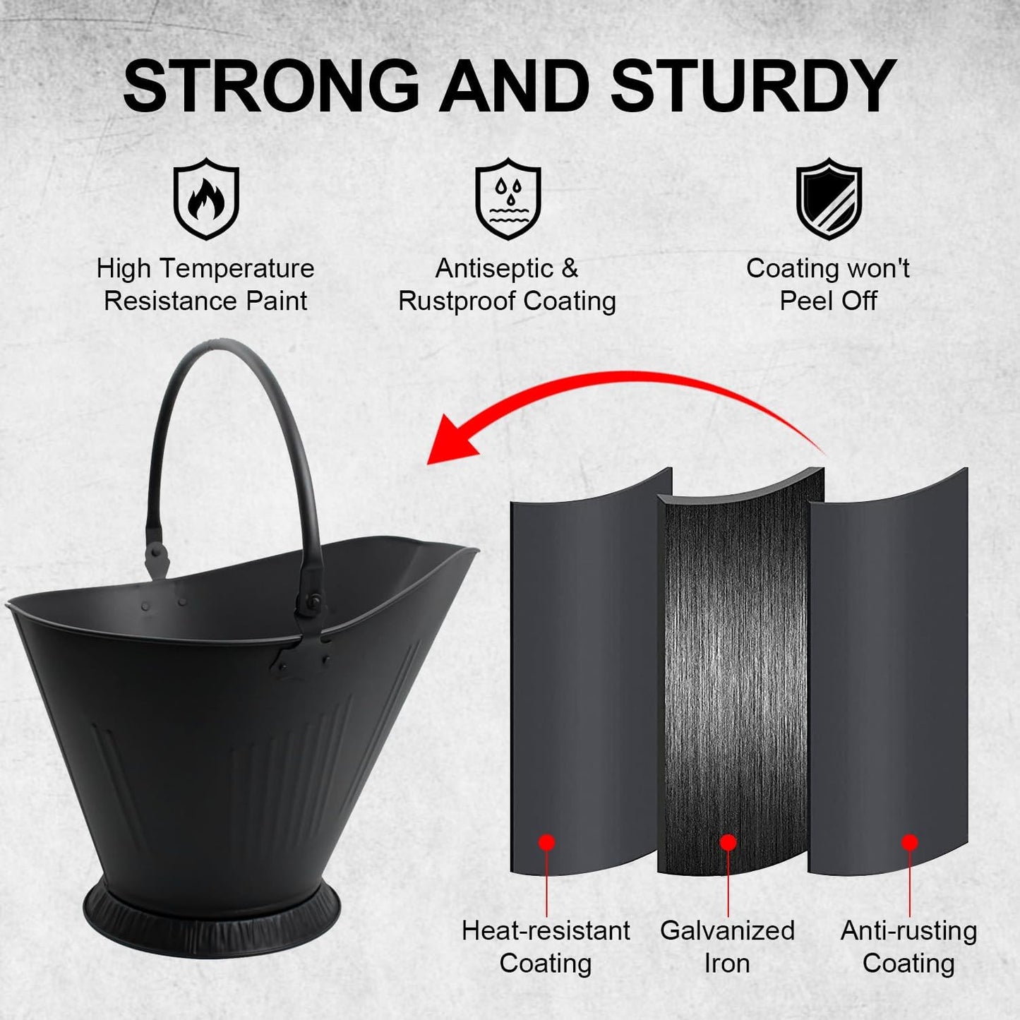 12 L Fireplace Ash Bucket with Lid, Shovel, Broom & Gloves – Ash Cleaning Kit