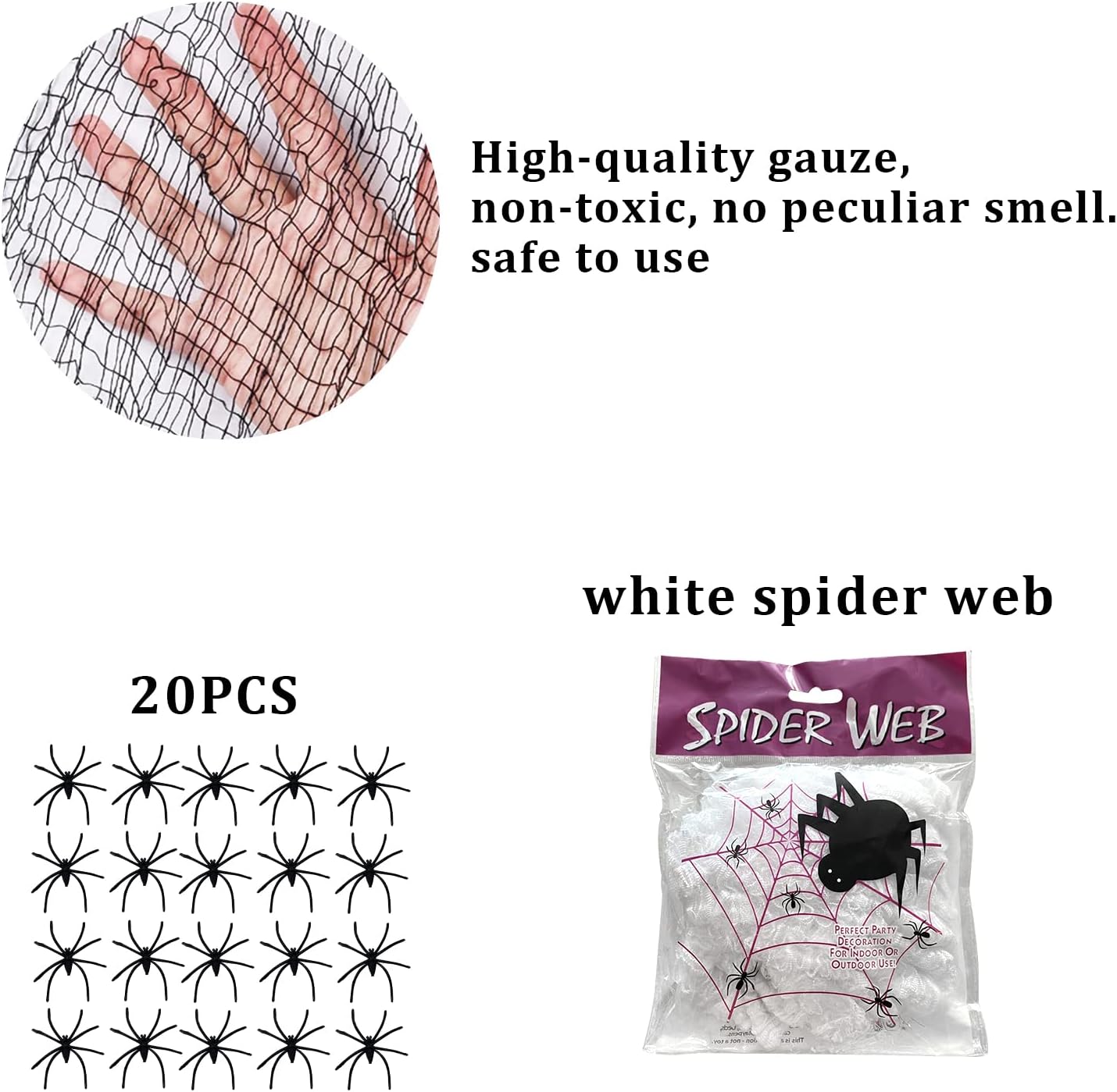 Mauts Halloween Creepy Cloth 315×39-in Black Spider Web Decoration Large Drapery