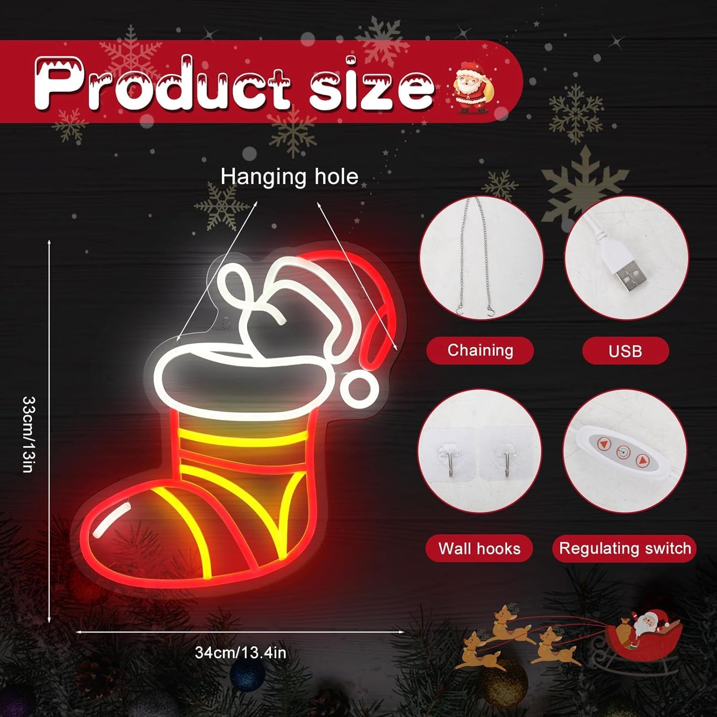 WingFly USB Christmas LED Neon Sign – Festive Indoor Wall Décor, USB Powered