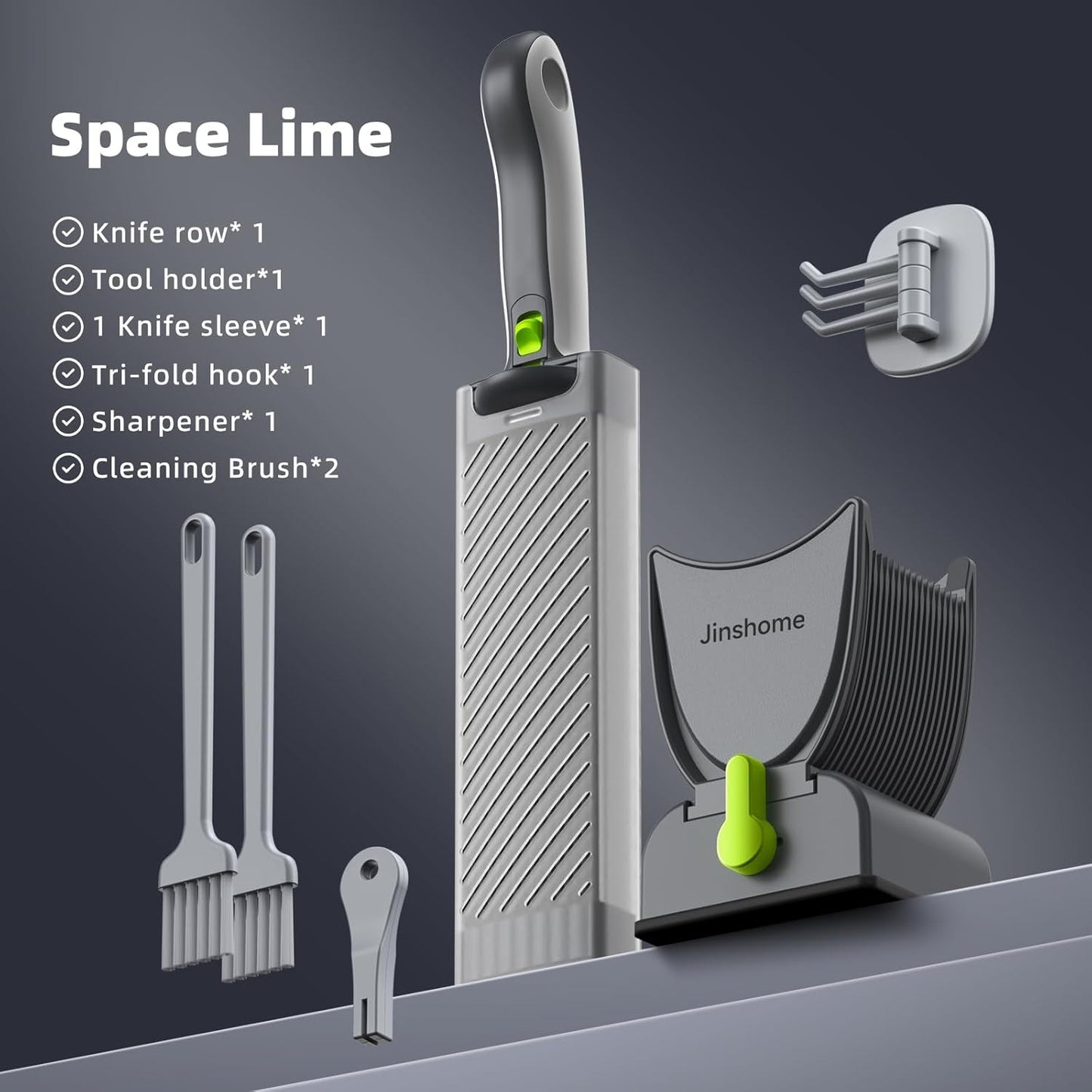 Jinshome Manual Meat Slicer & Cleaver Knife Set 17‑in‑1 | Stainless Steel Kitchen