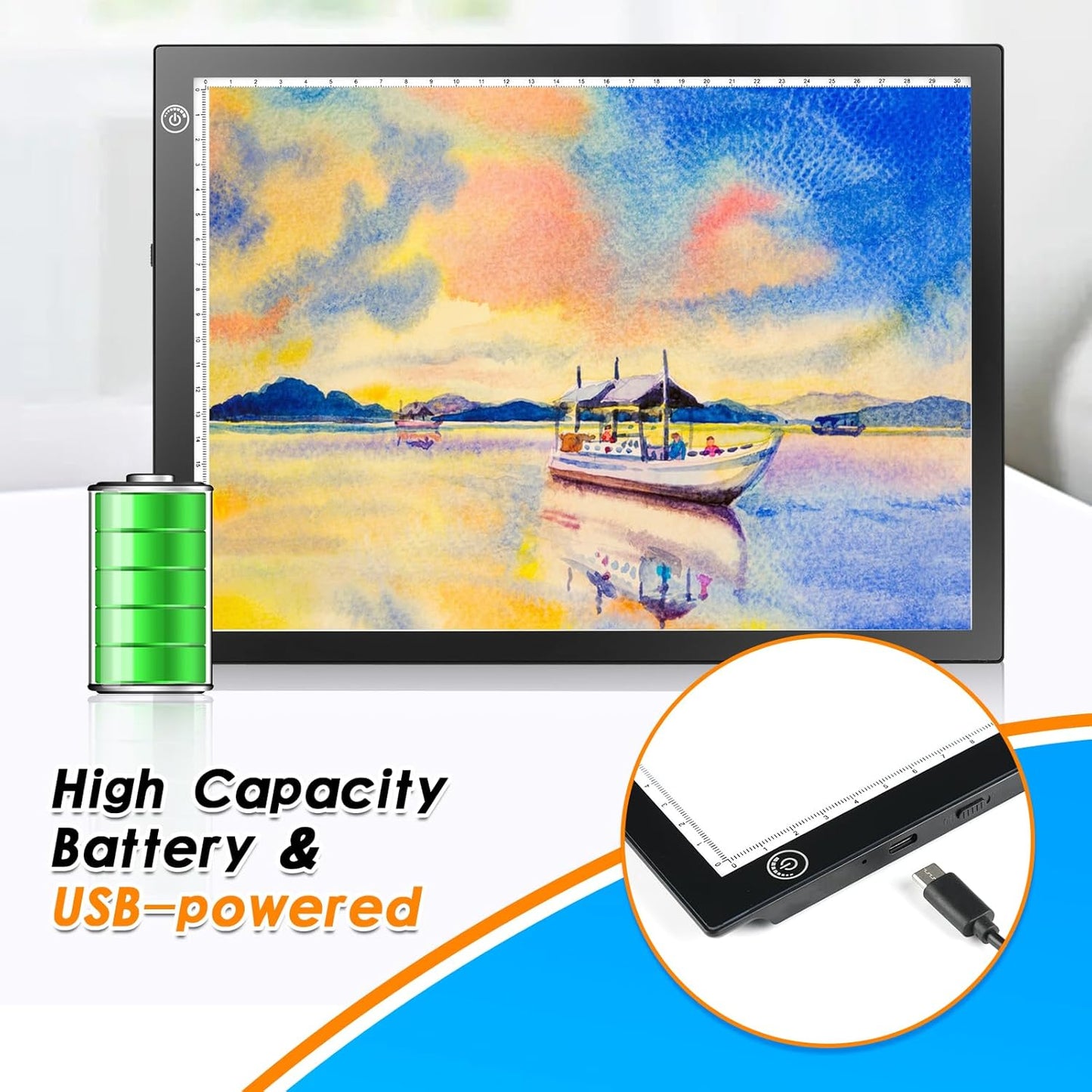 RTjoy A4 LED Light Tracing Pad, Portable Rechargeable Drawing Tablet