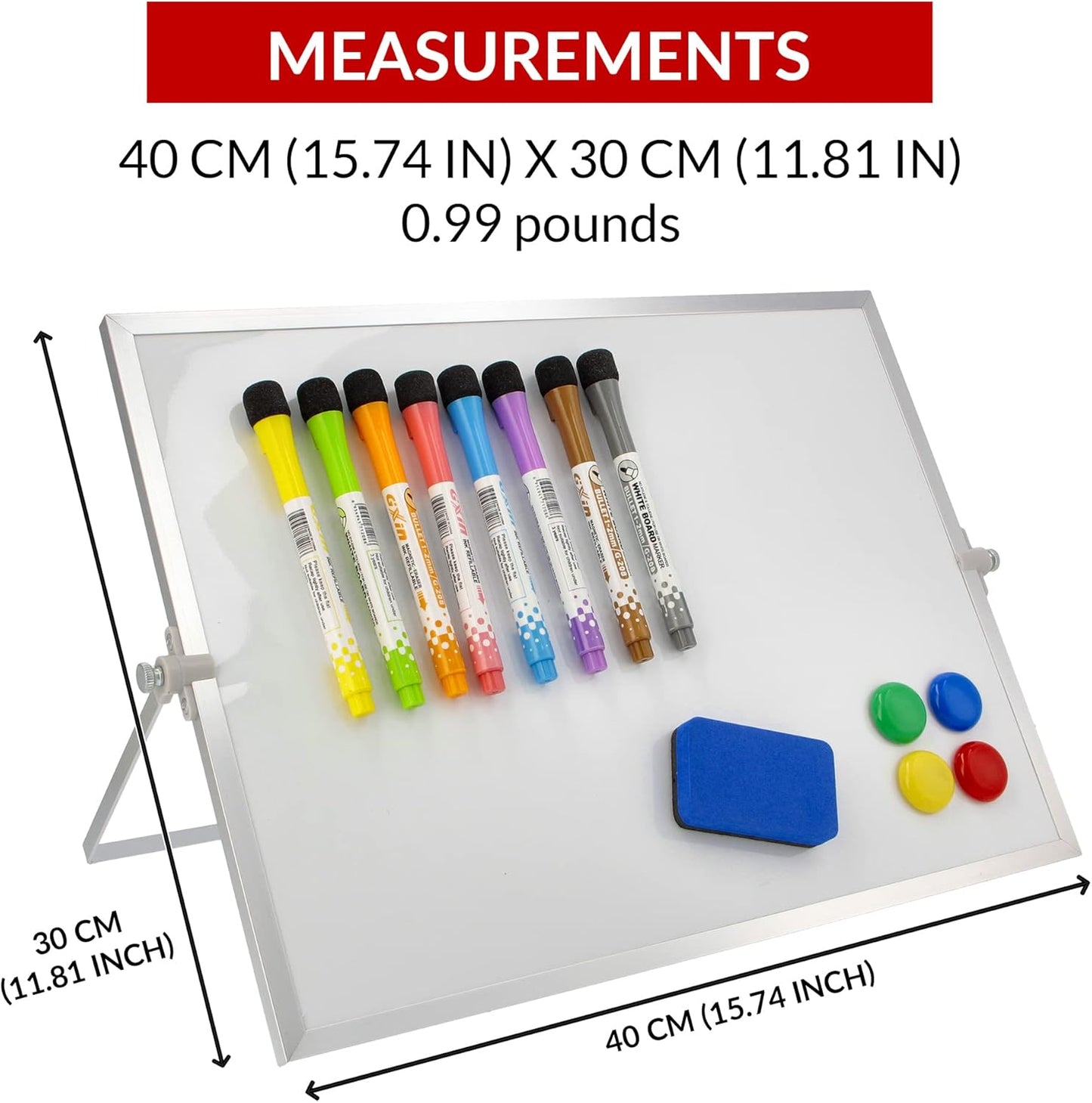 Tokei A3 Double‑Sided Magnetic Whiteboard + Pen & Eraser – Compact & Portable