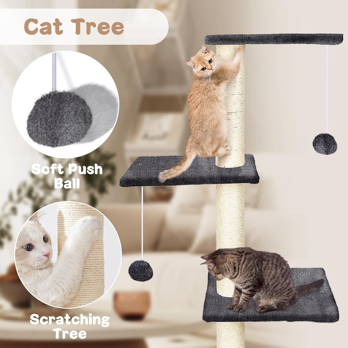 MASTERTOP 4‑in‑1 Cat Climbing Frame Set – Wall Mounted Cat Tree / Shelves / Scratcher