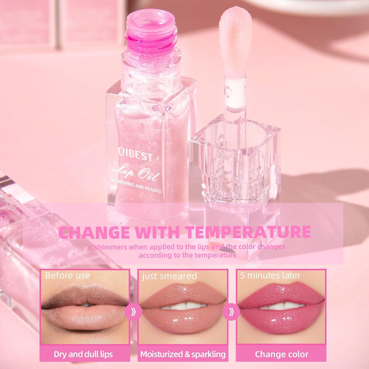 LANGMANNI 2‑Pc Hydrating Lip Glow Oil – Colour Changing, Non‑Sticky, Gloss Shine