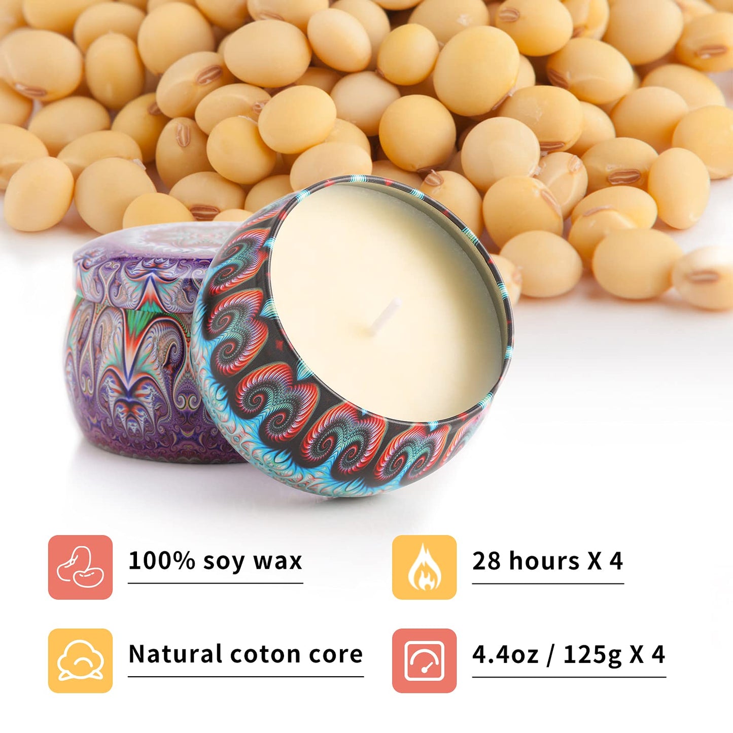 Decomajic 4-Pack Scented Candle Gift Set 4×4.4oz – Luxury Fragrance for Women’s Home
