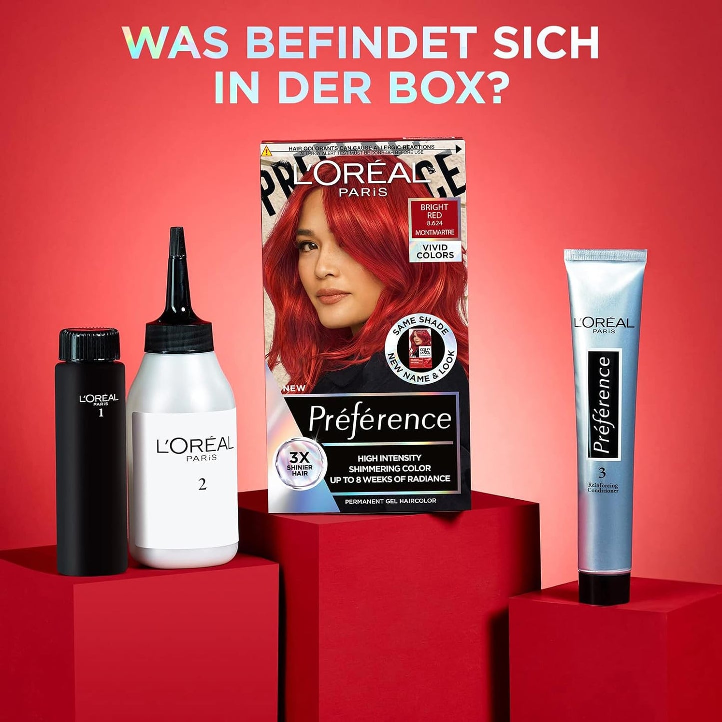 L’Oréal Préférence Vivid Colours 8.624 Bright Red Permanent Hair Dye – Bold Red