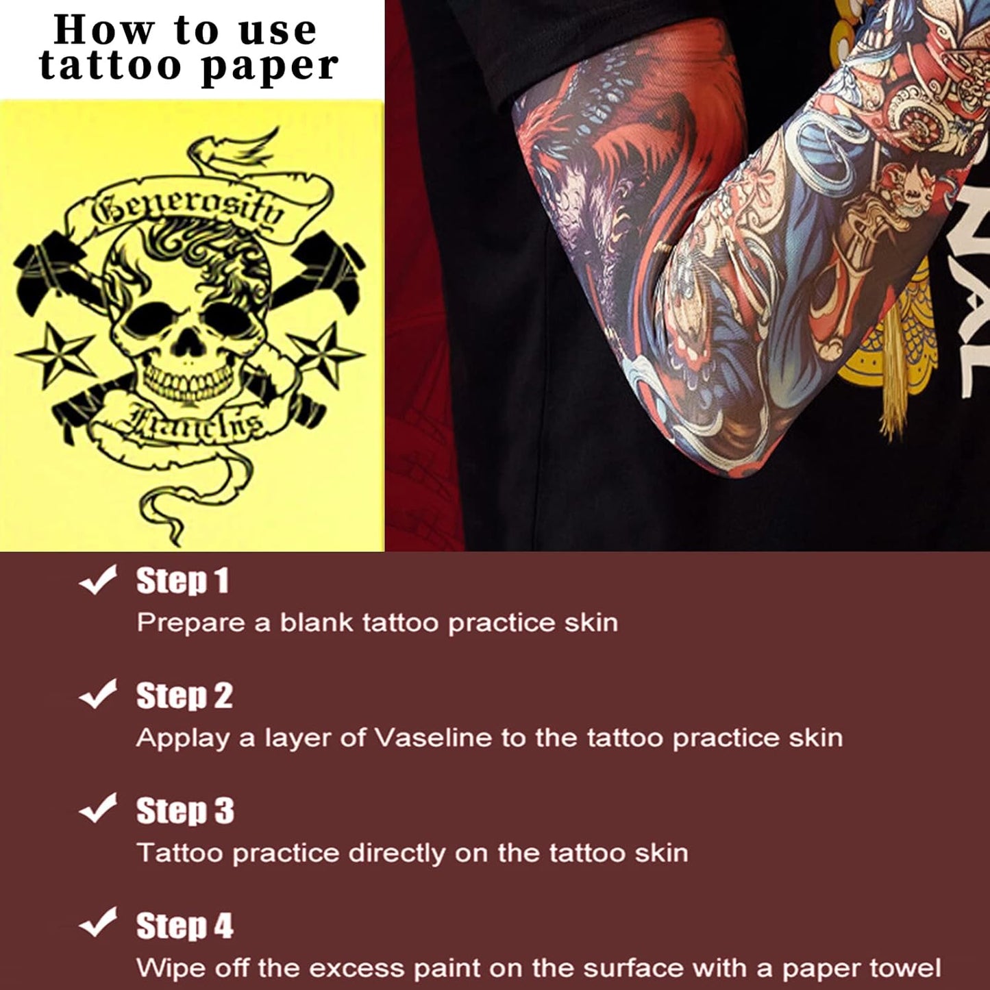 Tattoo Practice Skin + Transfer Paper Kit ‑ 20pc Realistic Synthetic Sheets Set