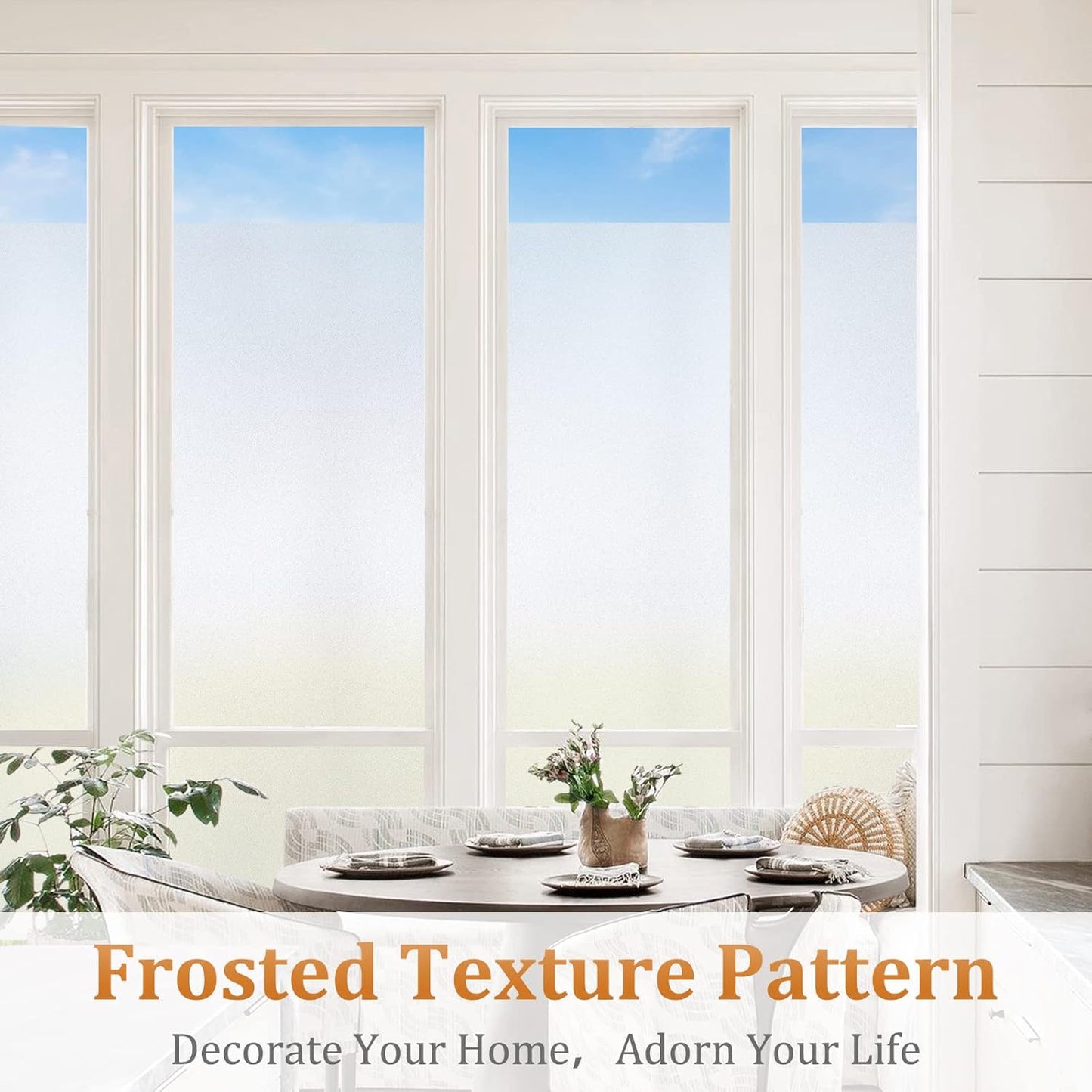 Lifetree Frosted Opaque Privacy Window Film – UV Sun‑Blocker, Static Cling