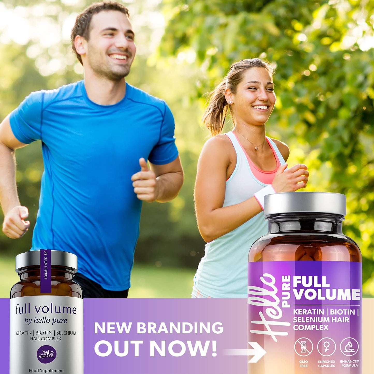 Hello Pure Full Volume Hair Growth Vitamins ‑ Biotin & Keratin Blend ‑ 60 Capsules