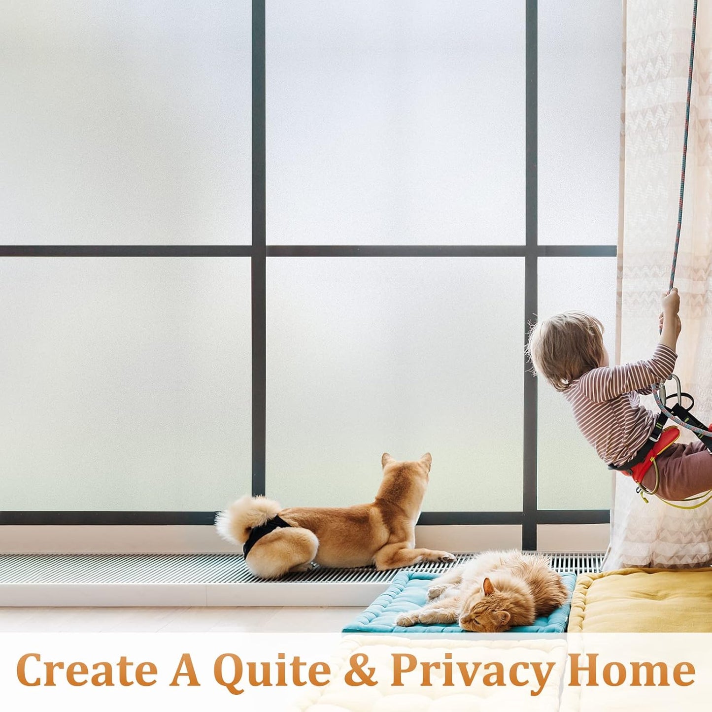 Lifetree Frosted Opaque Privacy Window Film – UV Sun‑Blocker, Static Cling
