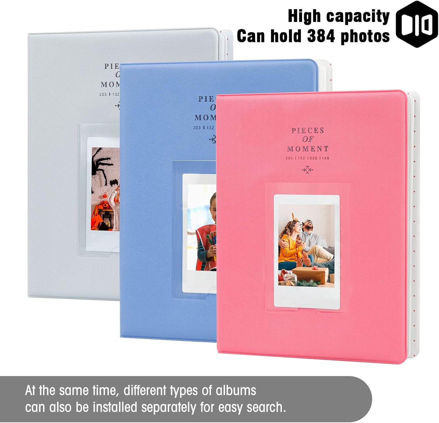 3‑Piece 128‑Pocket Instax / Polaroid Mini Photo Album Set + Camera Case Gift