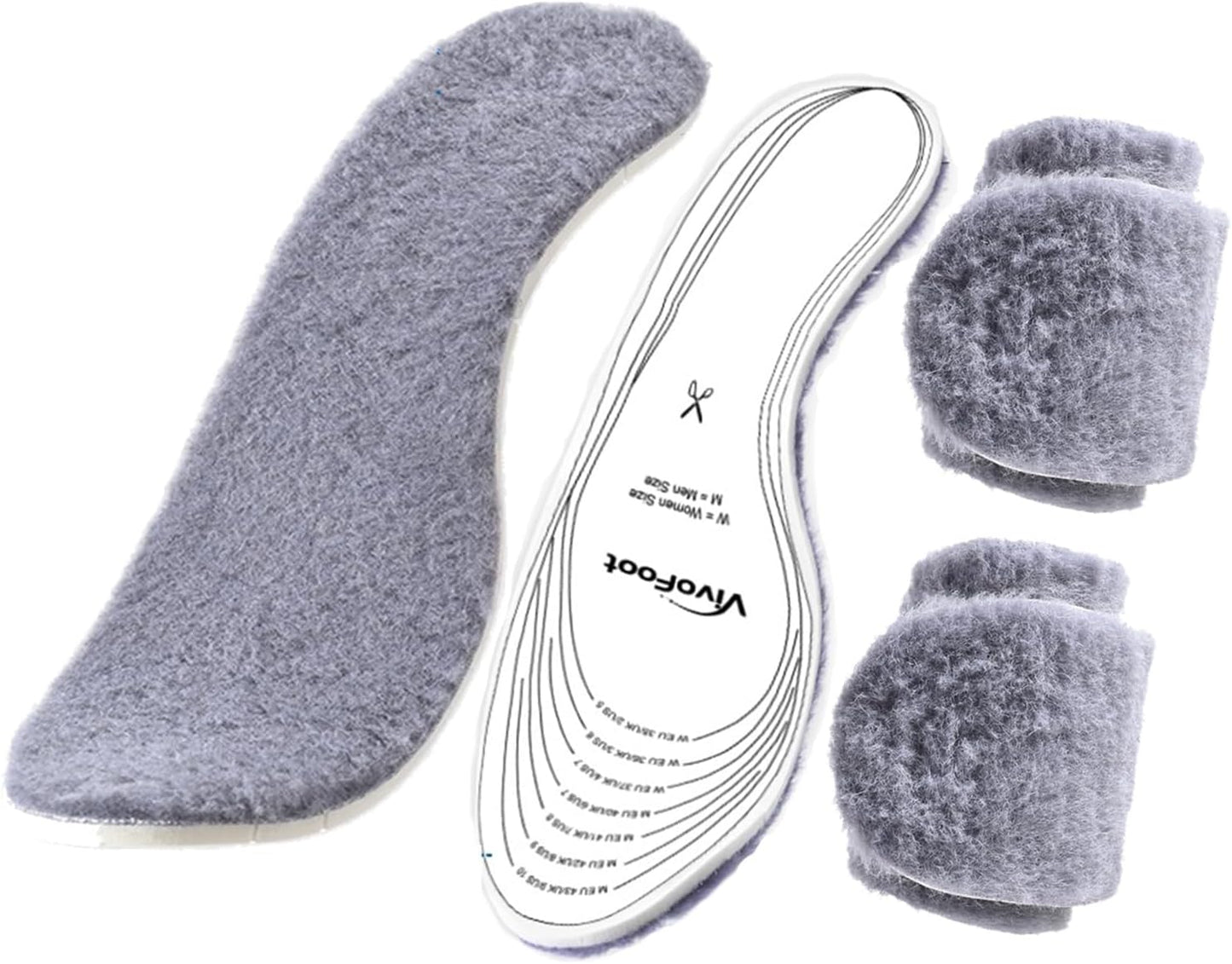 VivoFoot Premium Wool Insoles – 2 Pairs, Trimmable, Winter Warmers