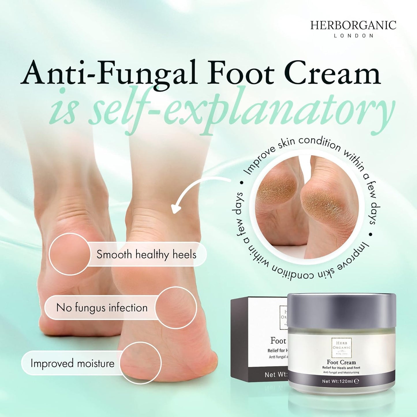 HerbOrganic Foot Cream – Cracked Heel Repair & Moisturiser 120 ml – Tea Tree & Shea