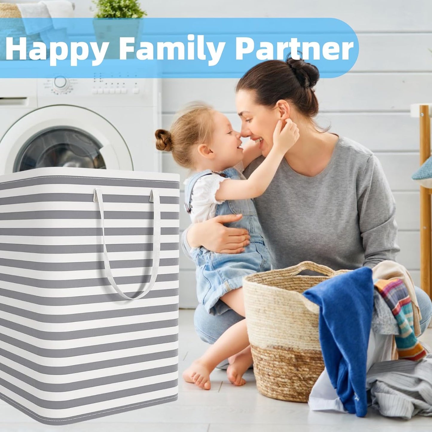DONGDA 75L Large Collapsible Laundry Basket Waterproof Linen Storage Hamper