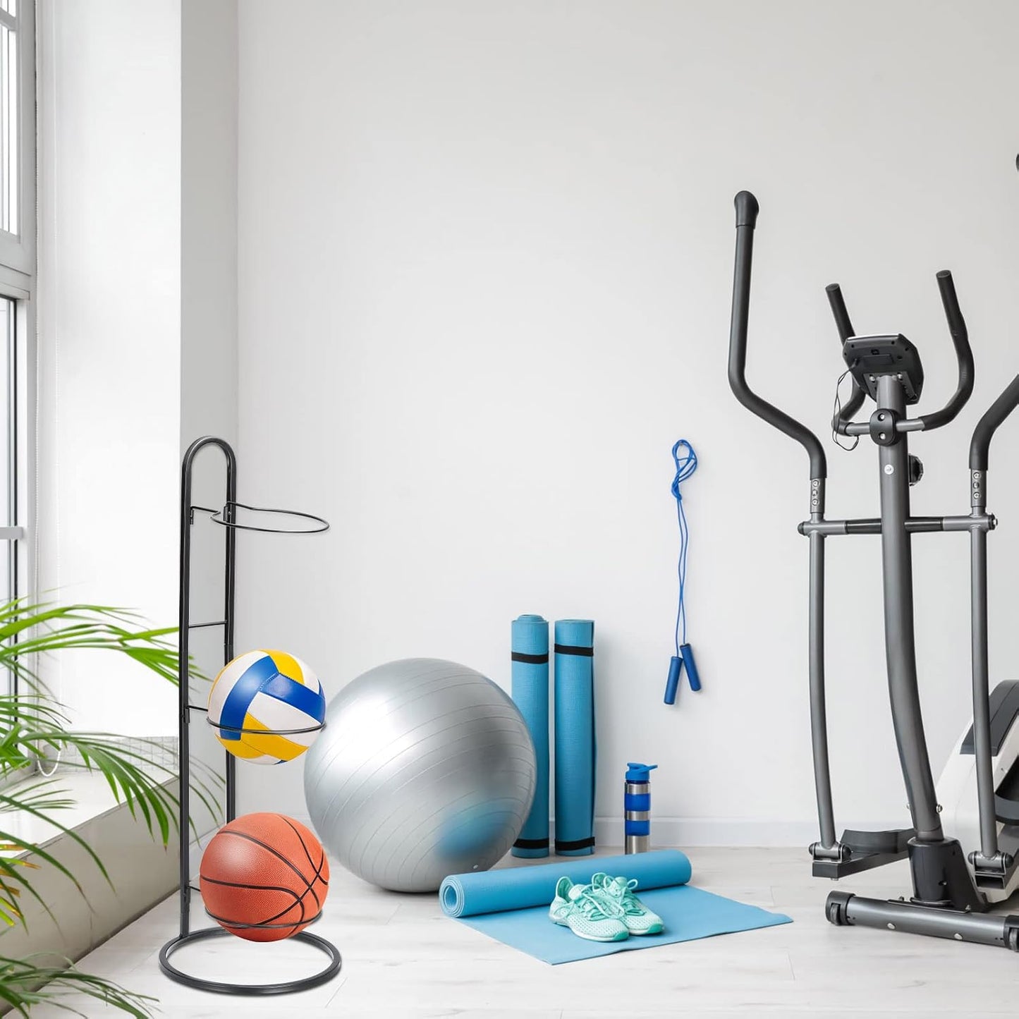 3-Tier Vertical Ball Storage Rack – Wall-Mounted Carbon Steel Organiser for Sports Balls