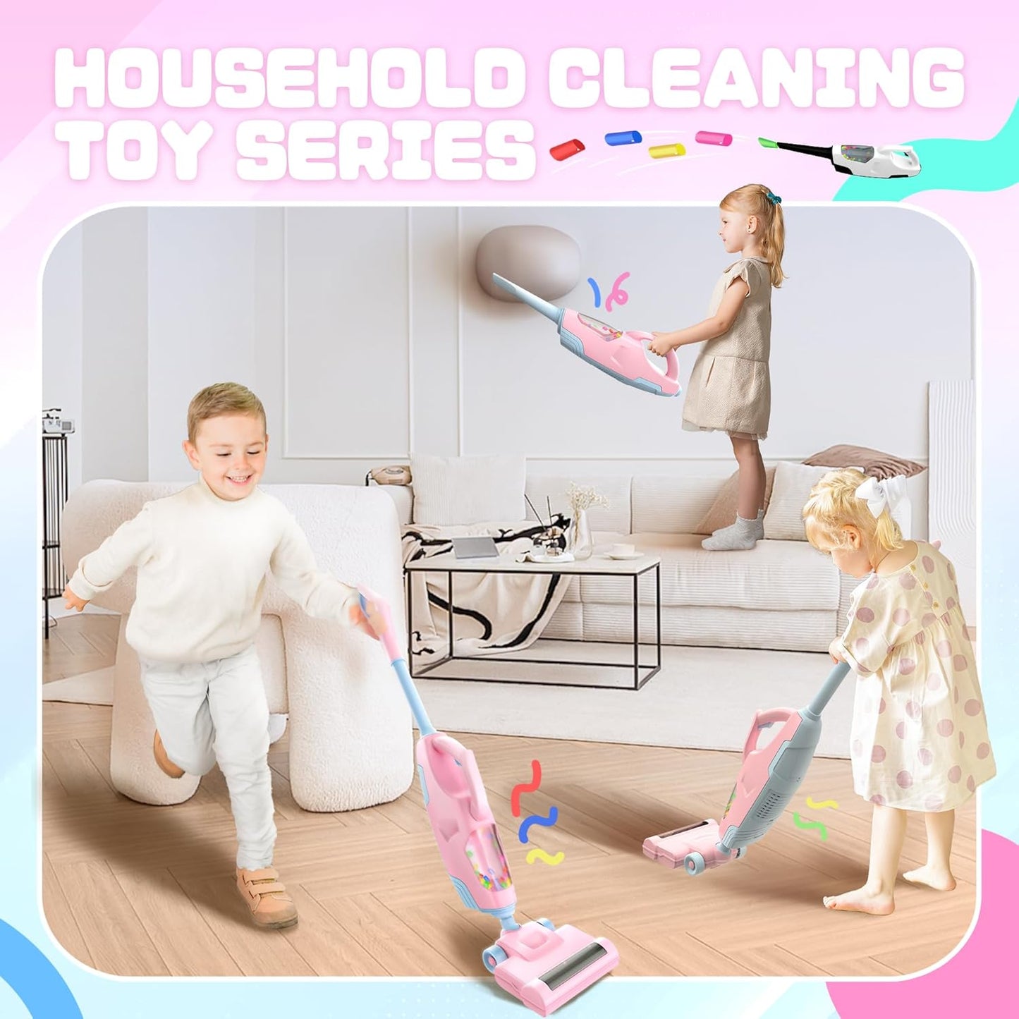 Toy Choi Kids Cordless Vacuum Toy with Sound & Ball Popping – Pretend Play Hoover