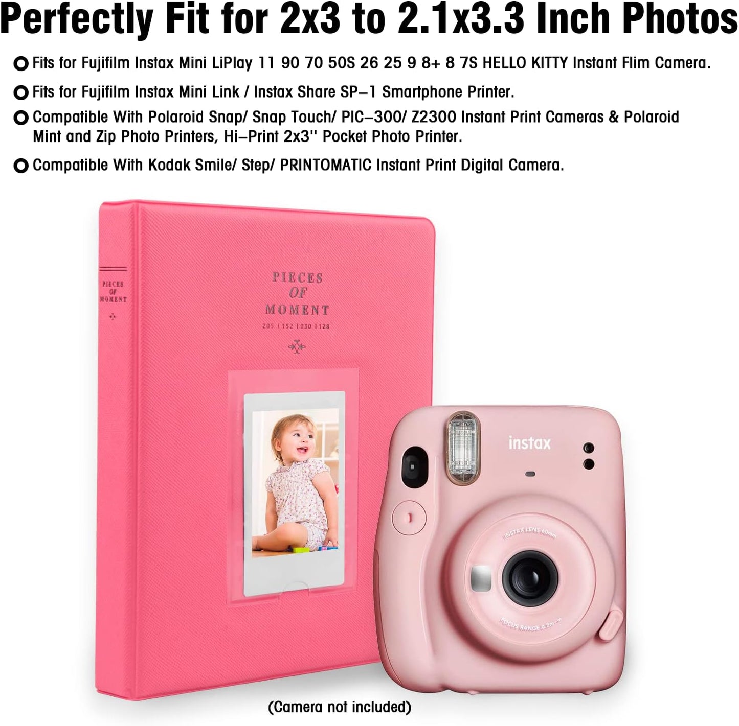 3‑Piece 128‑Pocket Instax / Polaroid Mini Photo Album Set + Camera Case Gift