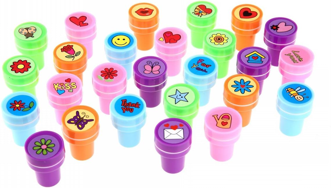 LUCKYBIRD 26 Self‑Inking Toy Heart Stamps – Colourful, Mess‑Free, Kids Craft Fun