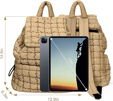GSenhui Women’s Quilted 18 L Drawstring Backpack – Lightweight Travel Gym Bag