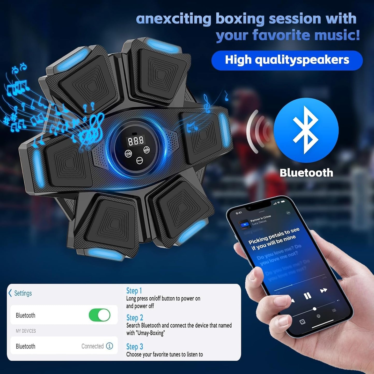 DRZHEAM Music Boxing Machine – Bluetooth Wall‑Mounted Boxing Trainer