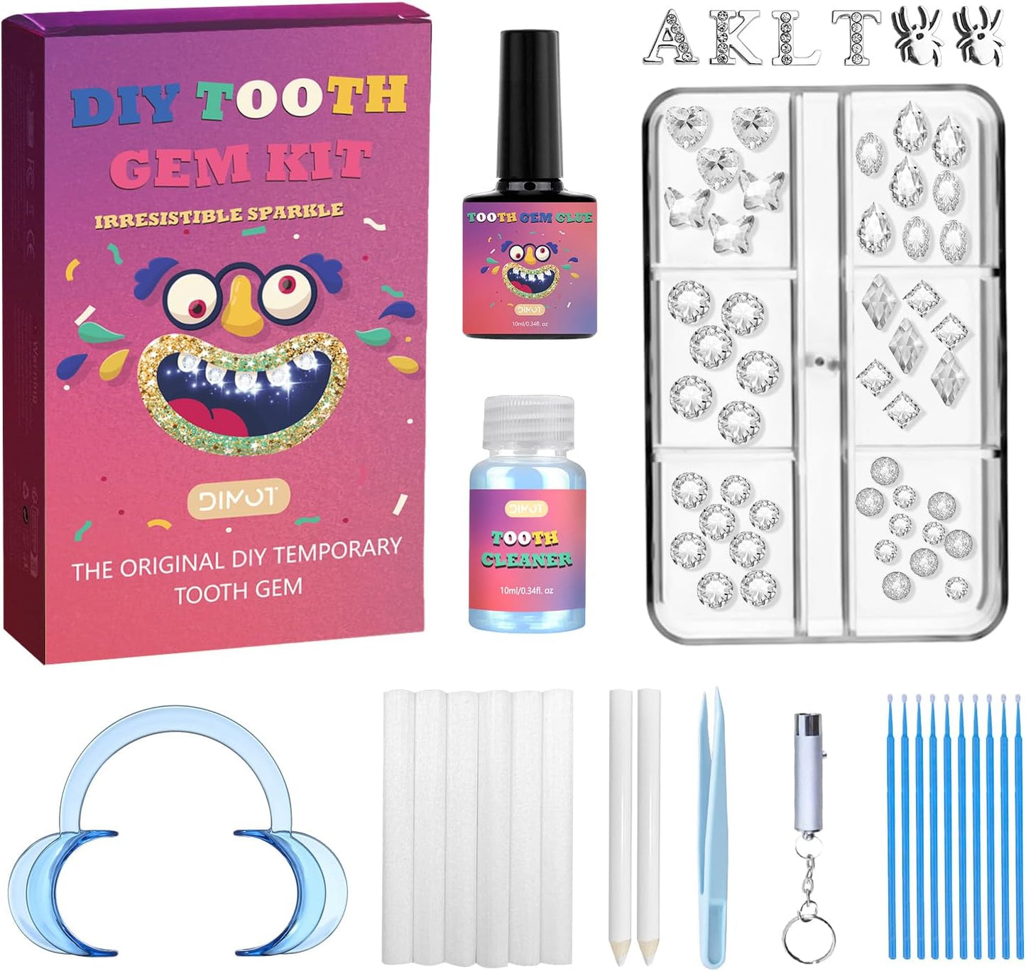 Tseriact DIY Tooth Gem Kit – 125 Sparkling Crystals, Applicators & Adhesive